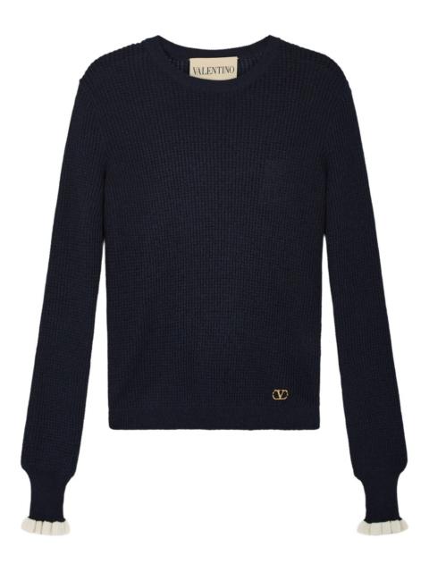 ribbed-knit ruffled-cuff sweater