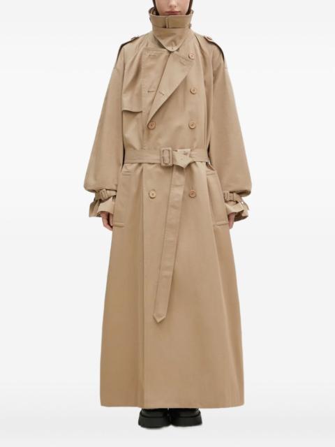 double-breasted belted trench coat