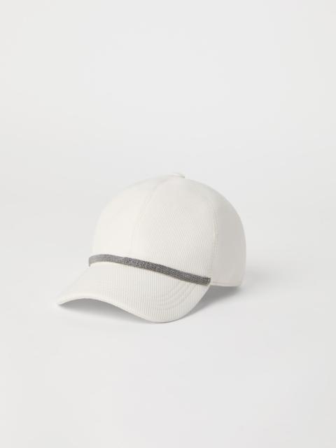Cotton and linen cavalry baseball cap with shiny band