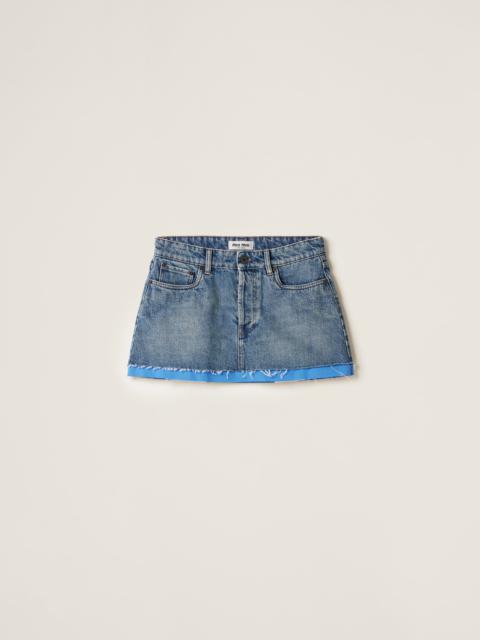 Denim and poplin miniskirt
