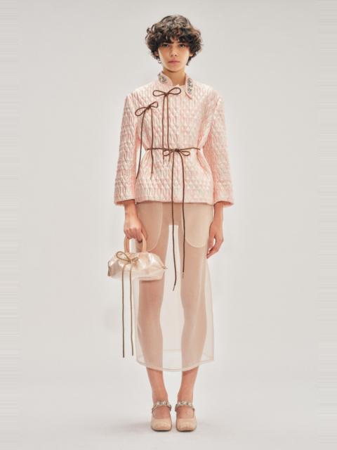 Embellished Quilted Offset Fragment Collar Jacket