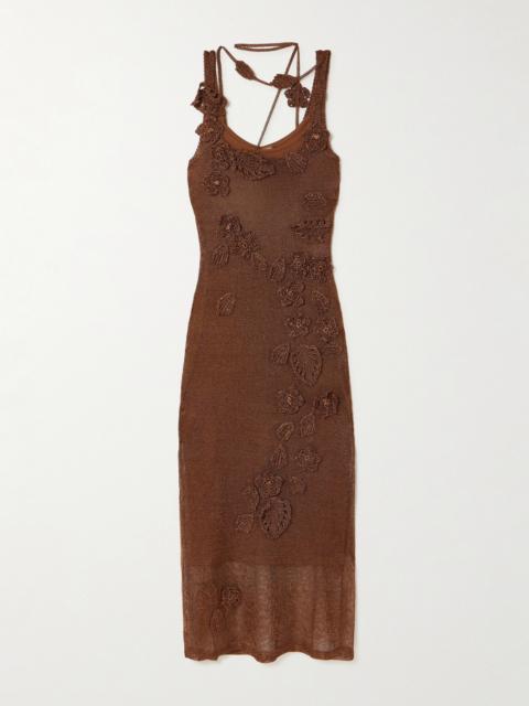 Pemma Appliquéd Knitted Midi Dress