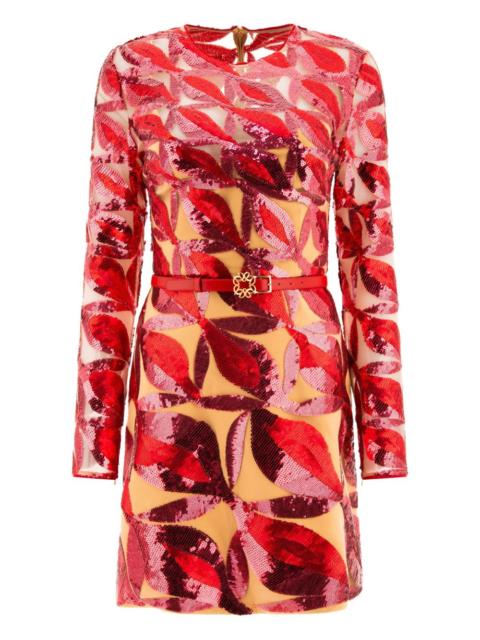 sequin leaf-pattern dress