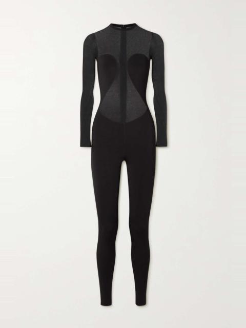 Stretch-cady and silk-tulle jumpsuit