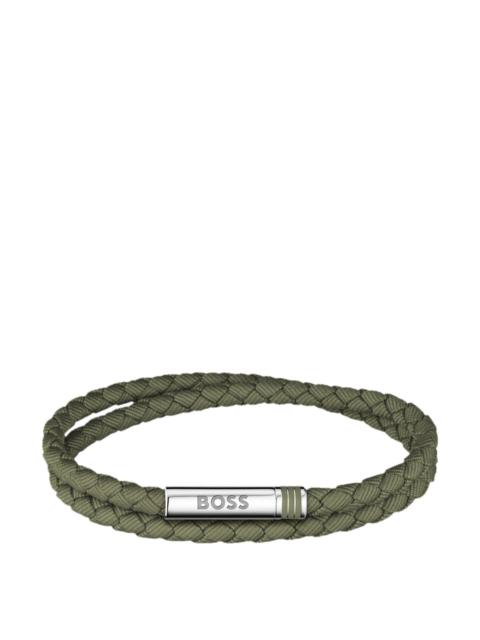 DOUBLE-BRAIDED GREEN CUFF WITH LOGO CLOSURE