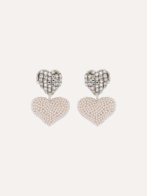 BEADED CRYSTAL HEART CLIP-ON EARRINGS