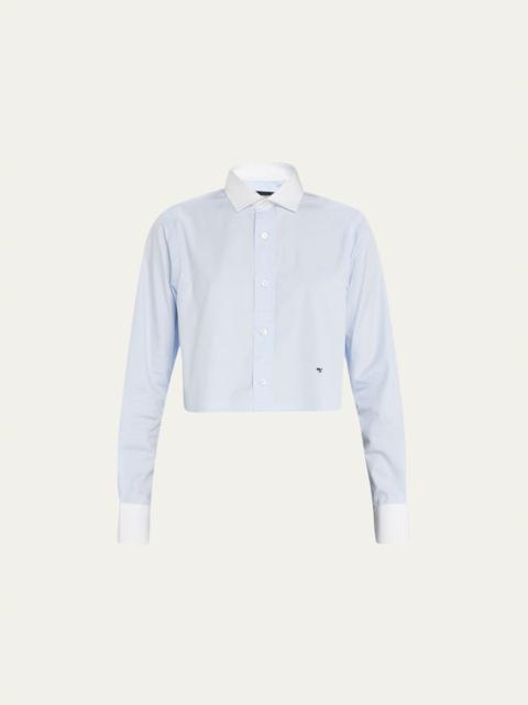 Cropped Shirt with Contrast Collar