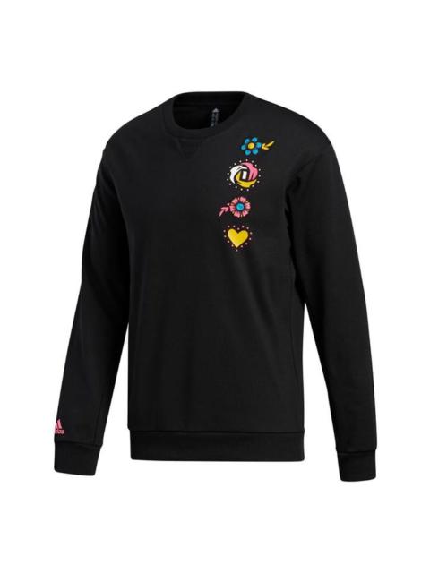 adidas Printing Round Neck Sports Pullover Black GP6260