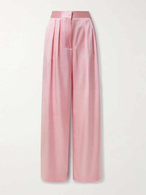 Pleated Silk-charmeuse Wide-leg Pants