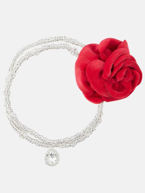 Floral-appliqué embellished necklace