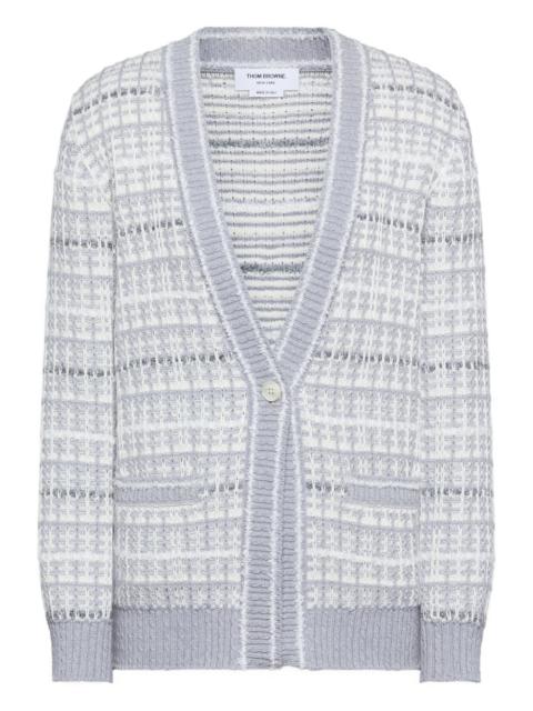 tuck stitch tweed V-neck cardigan