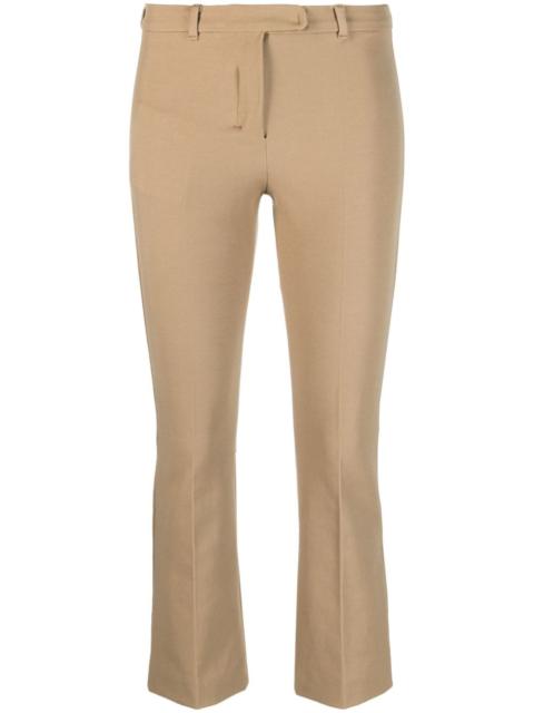 cropped cotton-blend trousers