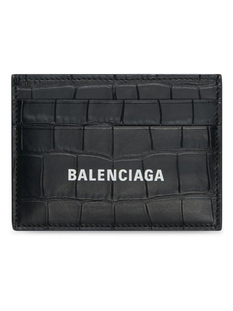 Balenciaga Cash Card Holder Crocodile Embossed Black