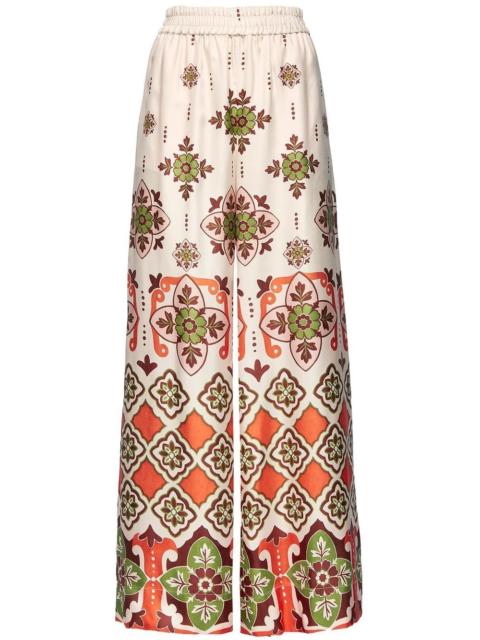 printed silk palazzo trousers