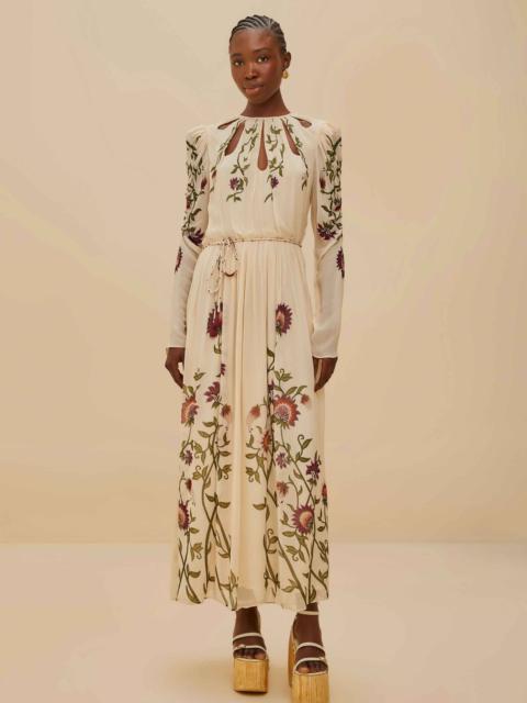 Multicolor Romantic Nature Long Sleeve Maxi Dress