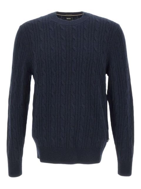 cable knit crew neck sweater