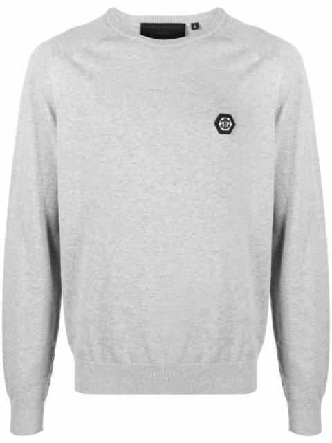 logo-patch cotton jumper