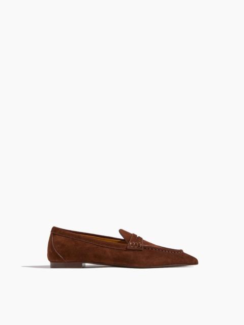 Pointed Toe Loafer in Brown Suede