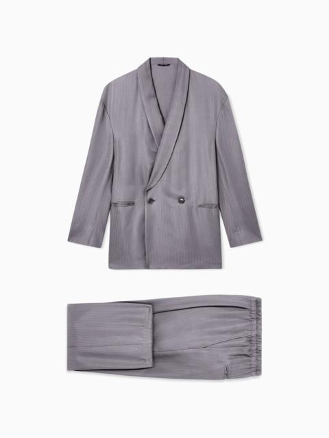 CUPRO CHEVRON DOUBLE-BREASTED SUIT