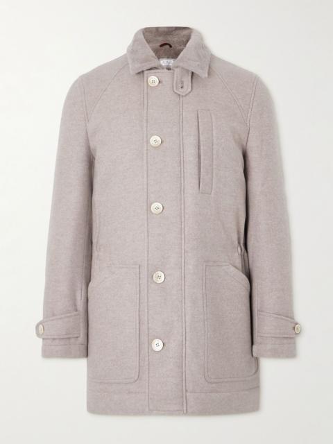 Shearling-Lined Cashmere Coat Beige