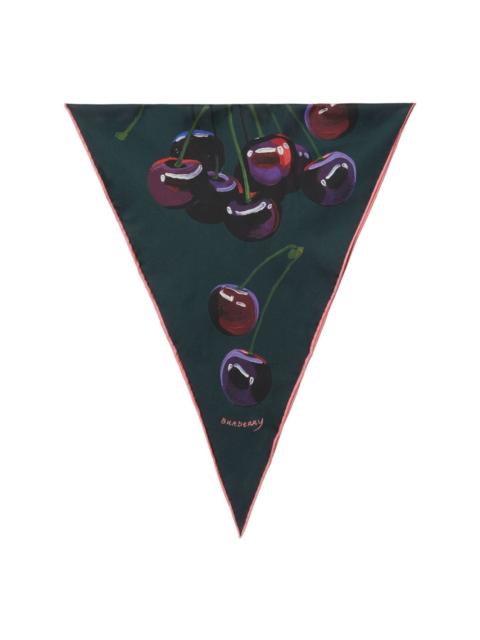 Cherry-print silk scarf
