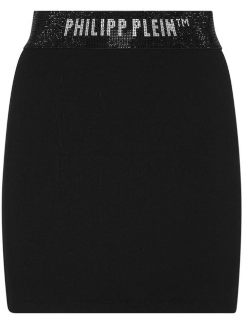 logo-waistband fine-ribbed miniskirt