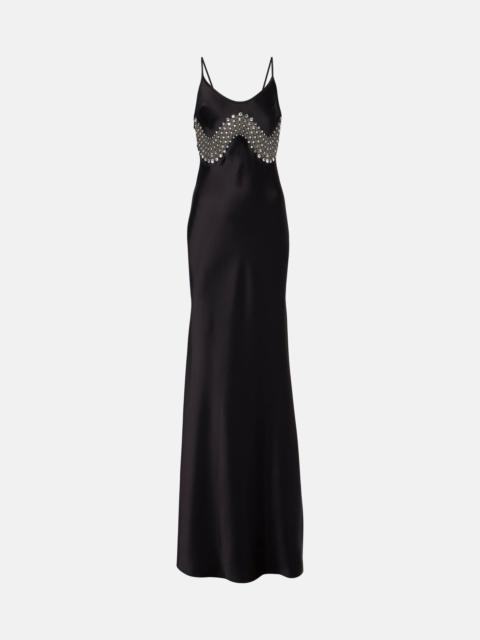 Embellished satin gown