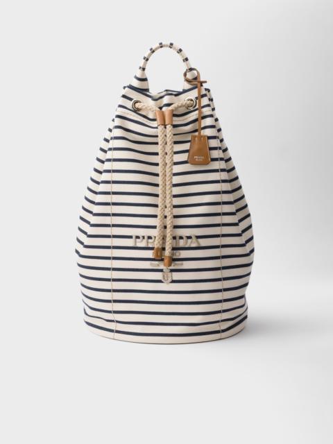 Striped canvas drawstring duffel bag