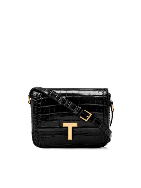 SHINY STAMPED CROCODILE LEATHER WALLIS SMALL SHOULDER BAG