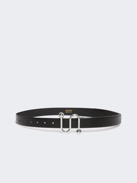 Leather belt with S buckle - black