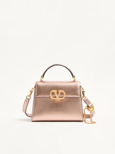 VALENTINO GARAVANI VSLING MINI HANDBAG IN LAMINATED GRAINY CALFSKIN WITH JEWEL LOGO