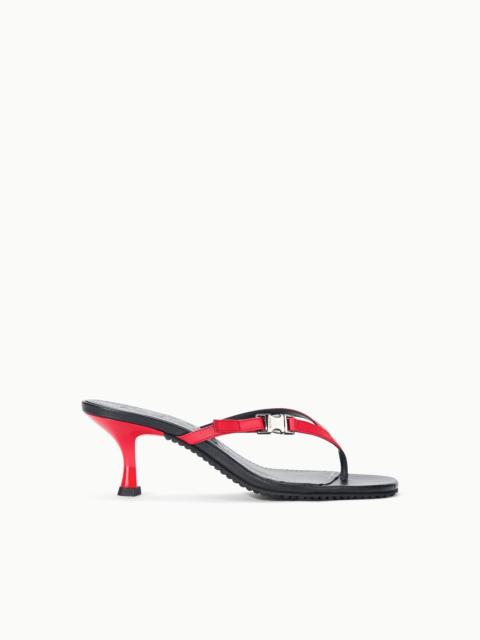 STAUD FLYNN KITTEN HEEL BLACK RED ROSE