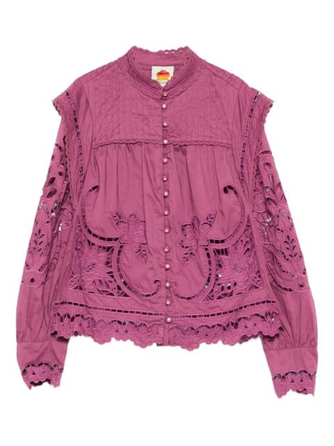 floral-cut-out scalloped shirt