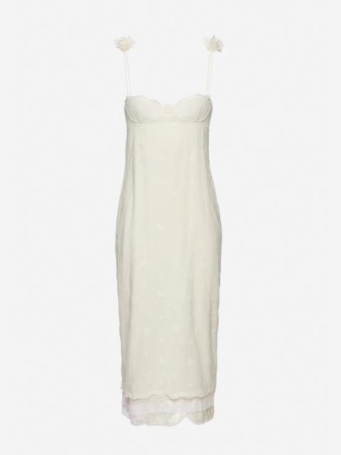 Jacquard silk-blend midi dress in cream
