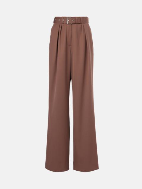 Belted wool gabardine wide-leg pants