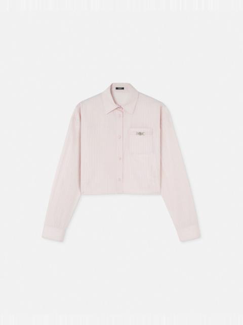 Pinstripe Chain Crop Boxy Shirt