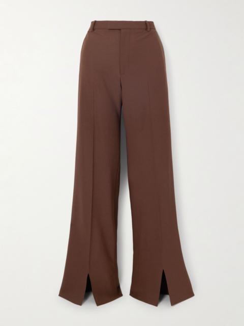 Wool-blend wide-leg pants Brown
