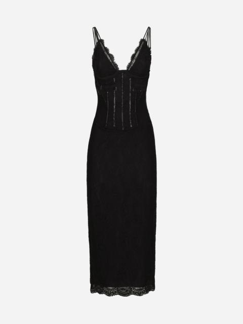 Lace calf-length slip dress: