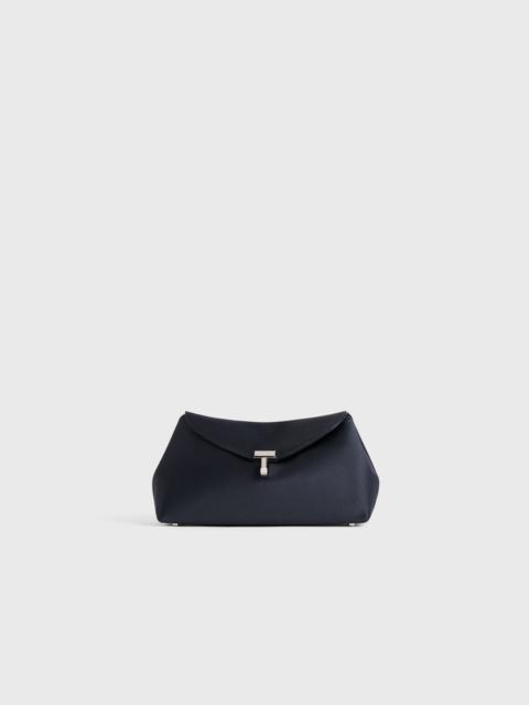Mini T-lock satin clutch navy