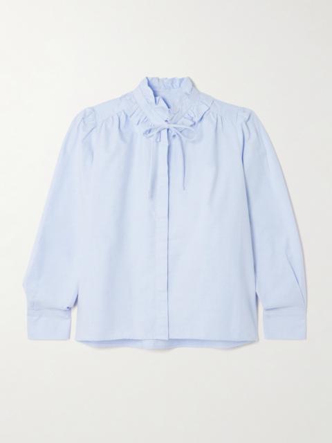Calista Tie-detailed Ruffled Cotton-poplin Shirt