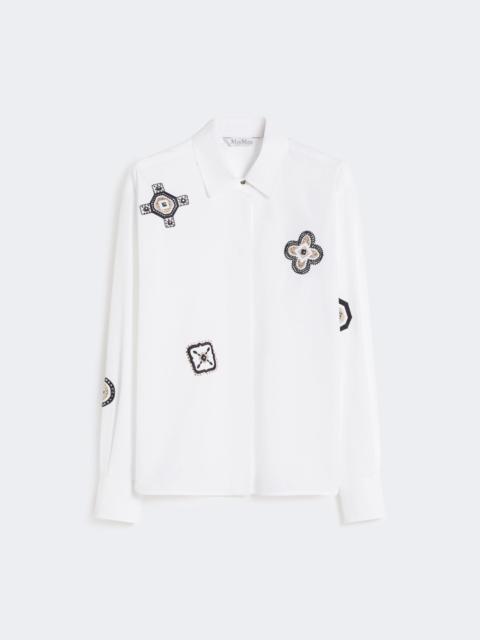 Embroidered poplin shirt - OPTICAL WHITE