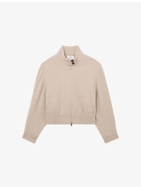 Elodie Funnel-Neck Wool Bomber Coat