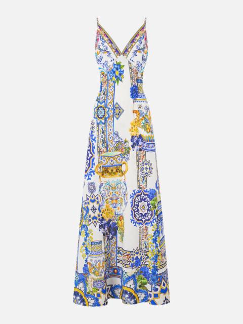 V NECK FULL LENGTH BIAS SLIP DRESS