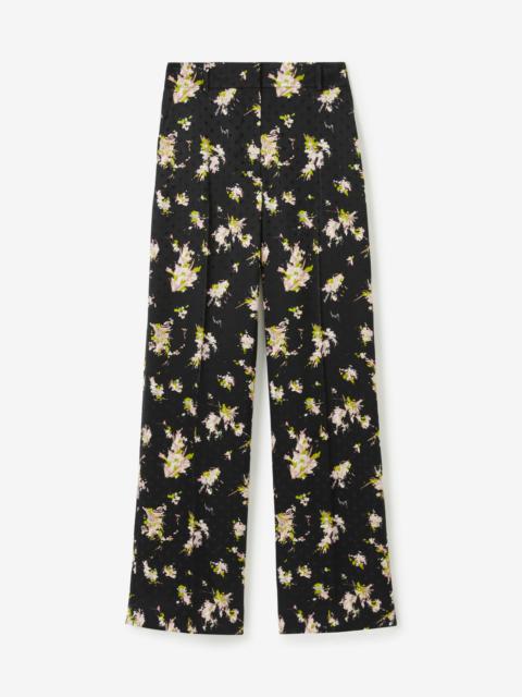 Floral Print Viscose Wide-leg Trousers