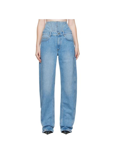 Blue High-Waisted Corset Jeans