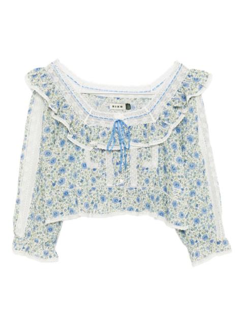Oceana floral-print ruffled blouse