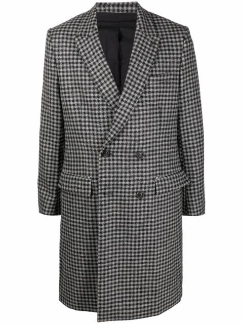 houndstooth pattern double-breasted coat