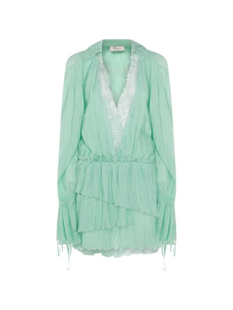 ruffled long-sleeve dress