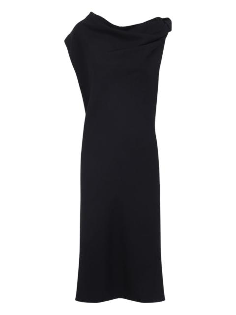 draped one-shoulder midi dress