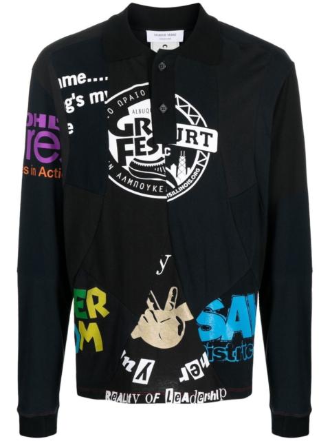 graphic-print long-sleeve polo shirt